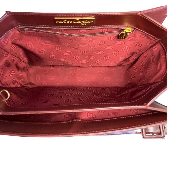 Cartier Must de Cartier Bordeaux Leather Shoulder Bag with Authenticity Card - Picture 10 of 16